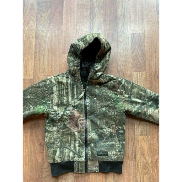 VTG YOUTH MED SML LIBERTY MOSSY OAK Quilted Lined Hooded‎ Coat Jacket HUNTING - Picture 2 of 5